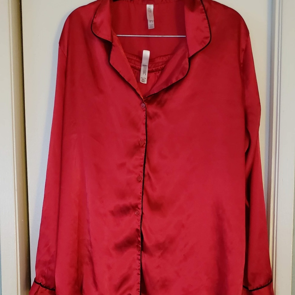 Gilligan OMalley Red Satin  Long Pajama Set XXL